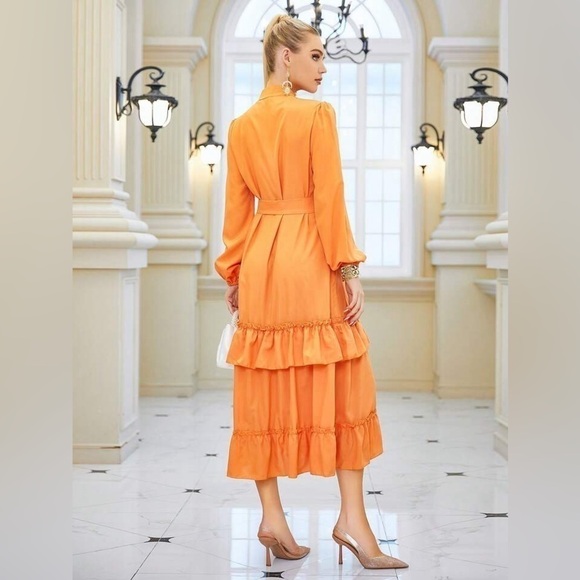 Women's  Layered Ruffle Maxi Dress - Picture 6 of 13